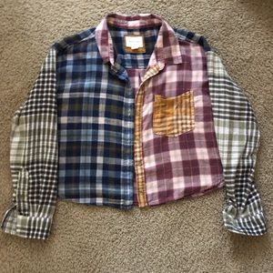 American eagle cropped flannel shirt